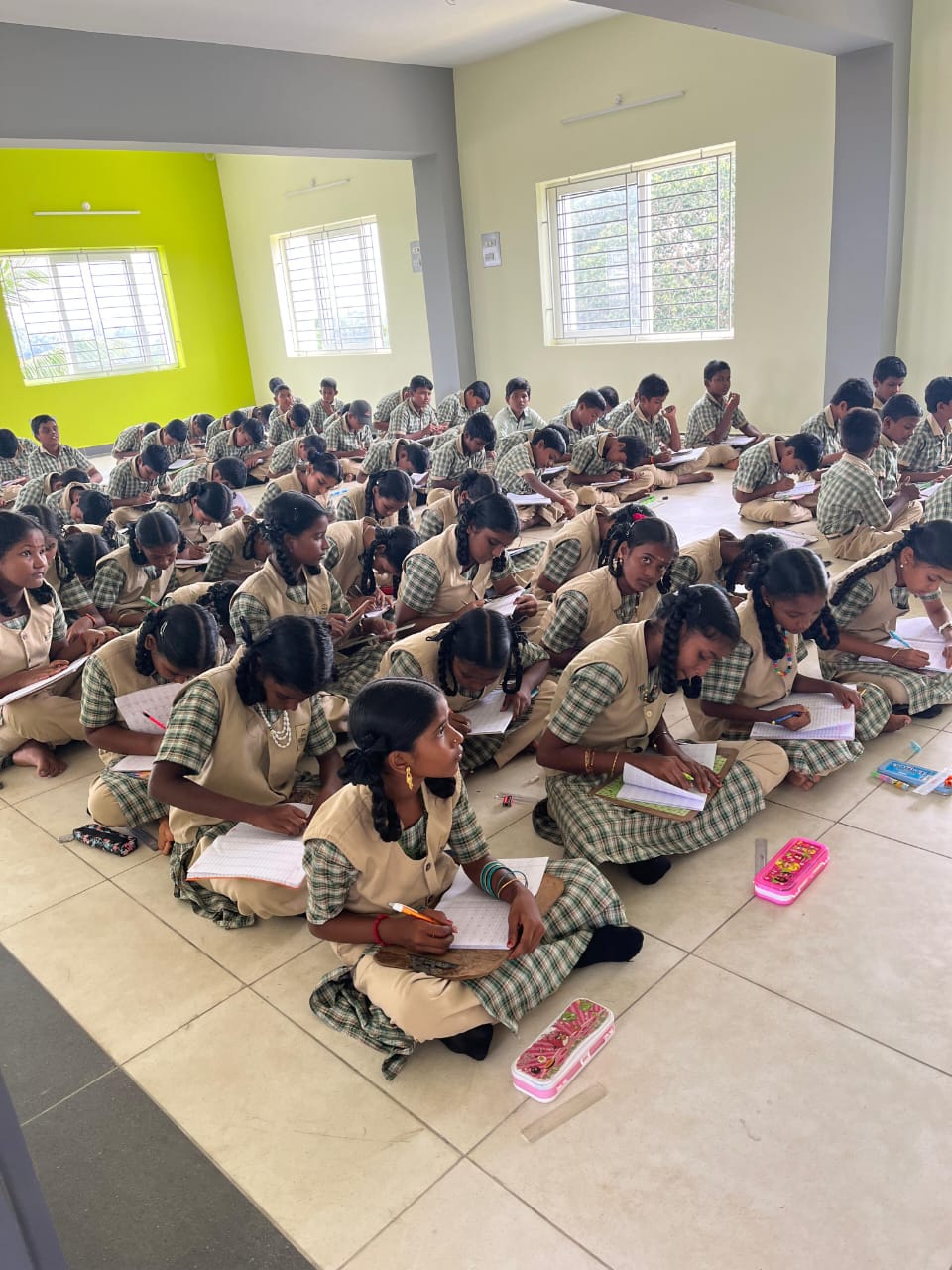 Students writing